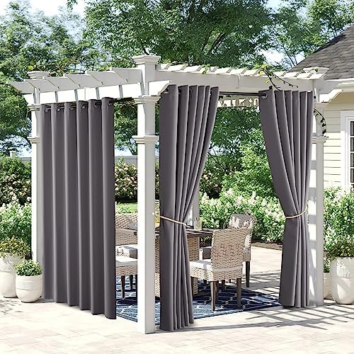 NICETOWN 2 Panels Waterproof Patio Outdoor Curtains 95 inches Long, Thermal by NICETOWN