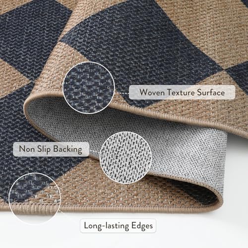 Lahome Checkered Easy Jute 5x7 Outdoor Patio Rug, Living Room Rugs Washable - Image 5