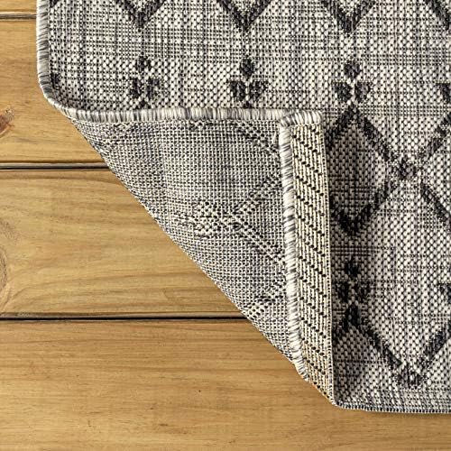 JONATHAN Y Moroccan Geometric Indoor Outdoor Area Rug 3X5 Light Gray/Black - Image 4