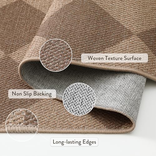 Lahome Checkered Easy Jute Kitchen Runner Rug, 2x8 Outdoor Rugs Washable - Image 4
