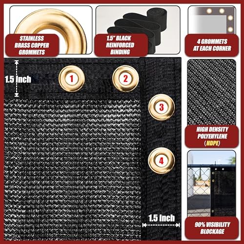 Amgo 6' x 159' Black Fence Privacy Screen, 90% Blockage - Image 6