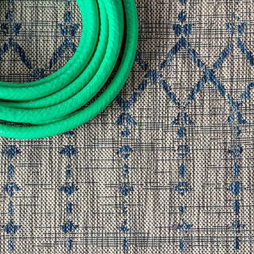 JONATHAN Y Moroccan Geometric Indoor Outdoor Square Area Rug 7X7 Light Gray/Navy - Image 3