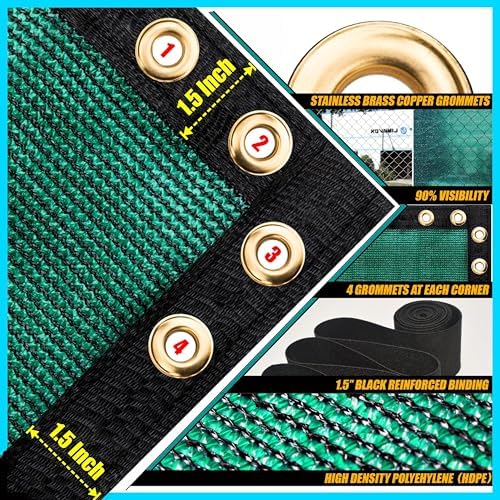 8' x 158' Green Fence Privacy Screen, 90% Blockage Fabric Windscreen Cover - Image 5