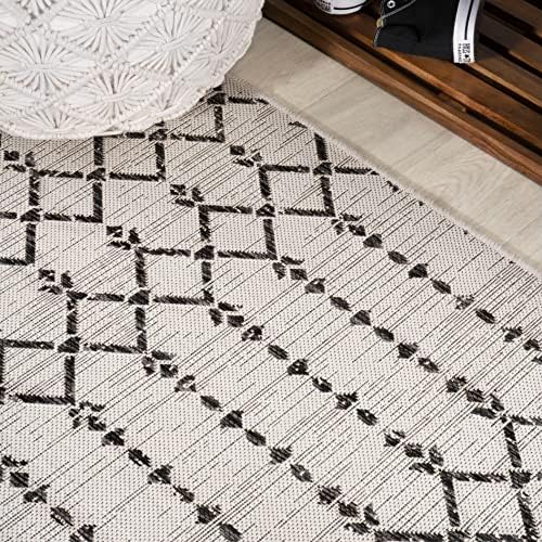 JONATHAN Y Moroccan Geometric Indoor Outdoor Square Area Rug 3X3 Cream/Black - Image 6