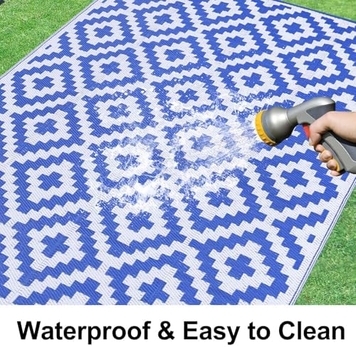 Smiry Outdoor Rug 5x8 ft Waterproof Reversible Boho Mat - Image 2
