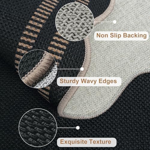 Scalloped Modern Easy Jute Carpet, 5x7 Outdoor Patio Washable Area Rug - Image 4