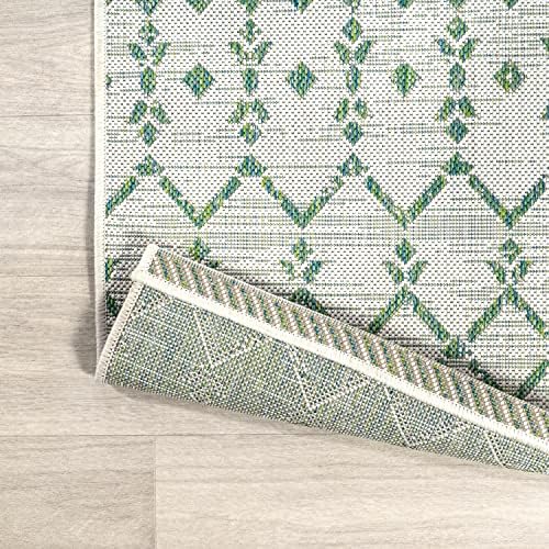 JONATHAN Y Moroccan Geometric Indoor Outdoor Area Rug 8X10 Green/Ivory - Image 5