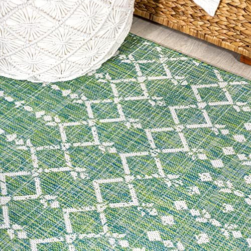 JONATHAN Y Moroccan Geometric Indoor Outdoor Runner Rug 2X8 Green/Cream - Image 5
