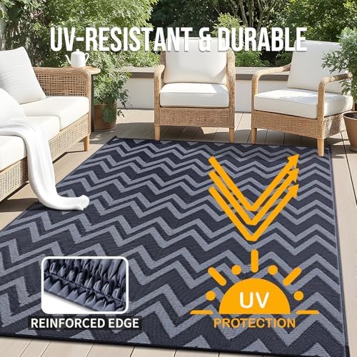 OLANLY Outdoor Rug 8x10 ft Waterproof Reversible Chevron Mat - Image 4