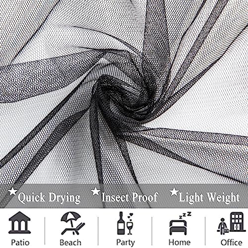 Extra Wide Outdoor Curtains Waterproof Black Voile Mesh Screen Lightweight - Image 7