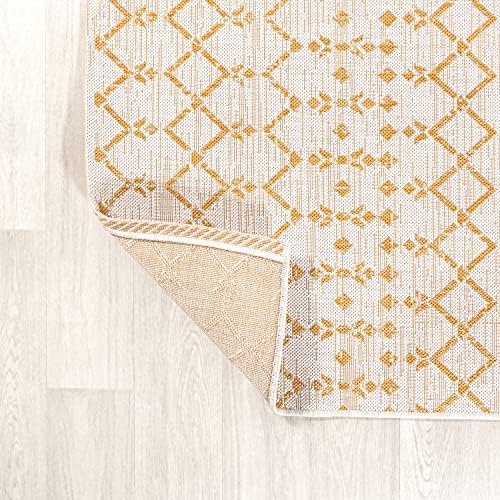 JONATHAN Y Moroccan Geometric Indoor Outdoor Runner Rug 2X10 Cream/Yellow - Image 3