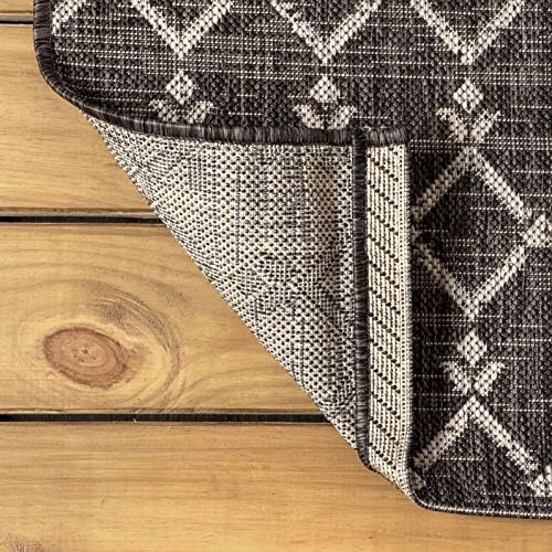 JONATHAN Y Moroccan Geometric Indoor Outdoor Square Area Rug 8X8 Black/Gray - Image 4