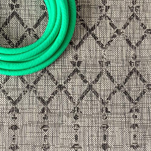 JONATHAN Y Moroccan Geometric Indoor Outdoor Runner Rug 2X10 Light Gray/Black - Image 3