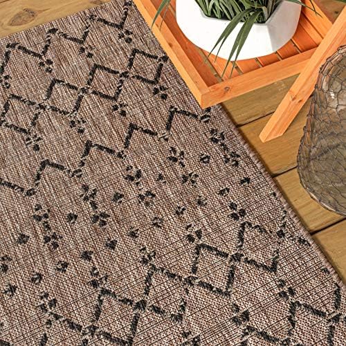 JONATHAN Y Moroccan Geometric Indoor Outdoor Round Area Rug 3 Ft Natural/Black - Image 4