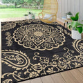 Pauwer Outdoor Rug 8x10, Waterproof Plastic Camping Rug, Boho Black Brown by Pauwer