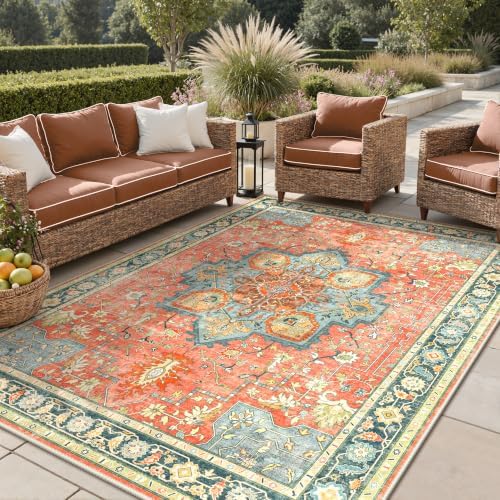 GENIMO 8x10 Outdoor Rug, Washable Quick Dry by GENIMO