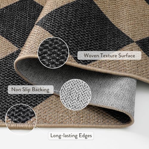 Lahome Checkered Easy Jute 6x9 Area Rugs, Outdoor Patio Rug Washable - Image 5