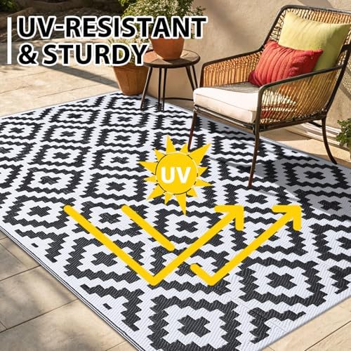 Smiry Outdoor Rug 6x9 ft Waterproof Reversible Boho Mat - Image 5