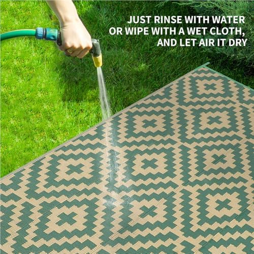 Kalafun Outdoor Patio Plastic Straw Rug, 9x12 ft - Image 4