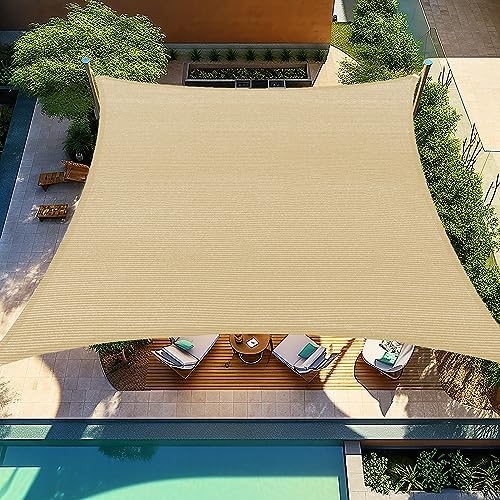 Shade&Beyond 7'X13' Sun Shade Sail Beige Rectangle by ShadeBeyond