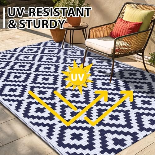 Smiry Outdoor Rug 9x18 ft Waterproof Reversible Boho Mat - Image 4