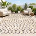 JONATHAN Y Moroccan Geometric Indoor Outdoor Area Rug 9X12 Beige/Navy, Ourika by JONATHANY