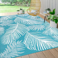 Pauwer Waterproof Outdoor Rug 8x10, Plastic Straw Patio Rug, Leaf Teal by Pauwer