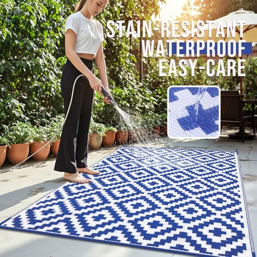 OLANLY Outdoor Rug 10x14 ft Waterproof Reversible Mat - Image 3