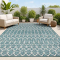 JONATHAN Y Moroccan Geometric Indoor Outdoor Area Rug 4X6 Teal/Gray, Ourika by JONATHANY