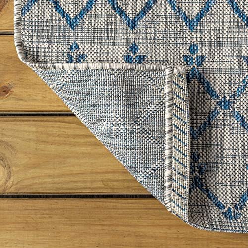 JONATHAN Y Moroccan Geometric Indoor Outdoor Square Area Rug 7X7 Light Gray/Navy - Image 6