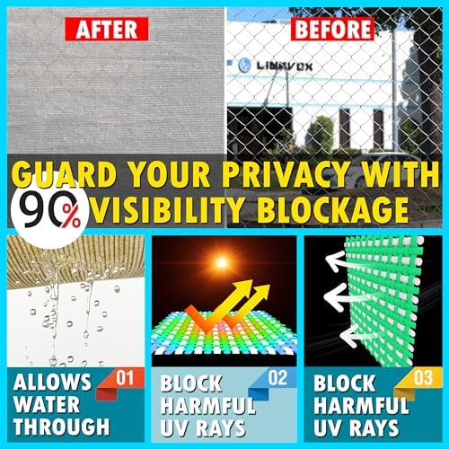 8' x 86' Gray Fence Privacy Screen, 90% Blockage Fabric Windscreen Cover - Image 3