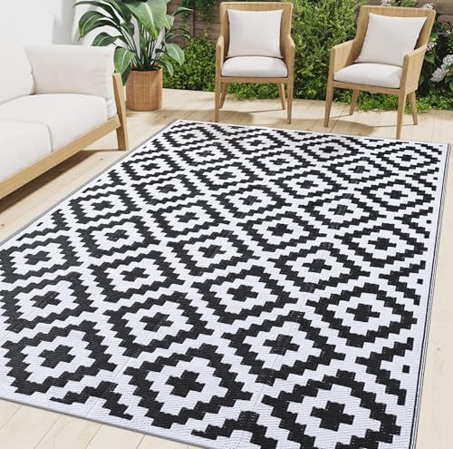 Smiry Outdoor Rug 6x9 ft Waterproof Reversible Boho Mat by Smiry