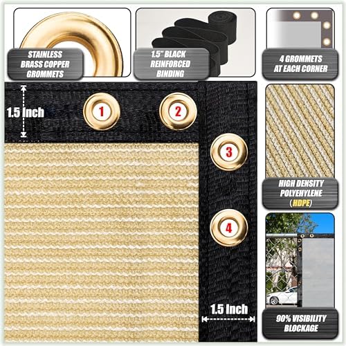ColourTree Customized Size Fence Screen Privacy Screen Beige 5' x 78' - Image 3