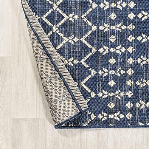 JONATHAN Y Moroccan Geometric Indoor Outdoor Square Area Rug 3X3 Navy/Beige - Image 4